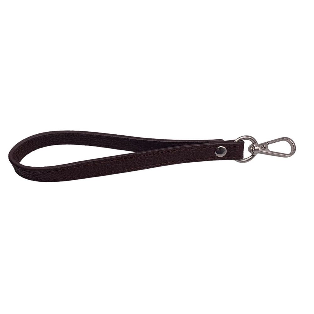 Brown and Silver Wrist Strap Purse Bag Strap 20CM PU Leather Handles
